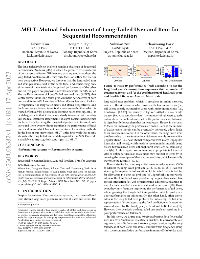 MELT:面向序列推荐的长尾用户和项目相互增强（英文版）