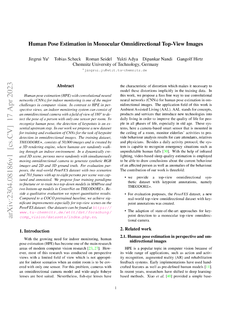 单目全向俯视图中的人体姿态估计（英文版）