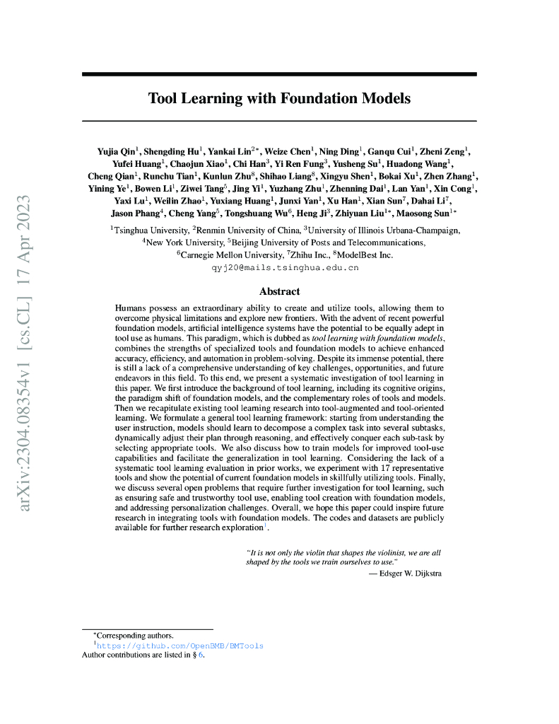 基础模型的工具学习（英文版）