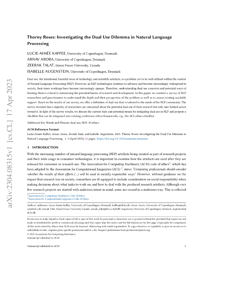 探究自然语言处理中的双重用途困境（英文版）