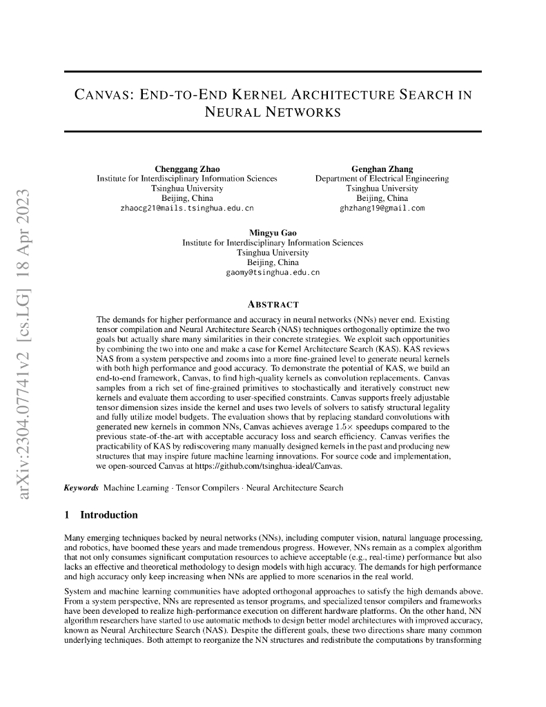 Canvas:神经网络端到端内核架构搜索（英文版）
