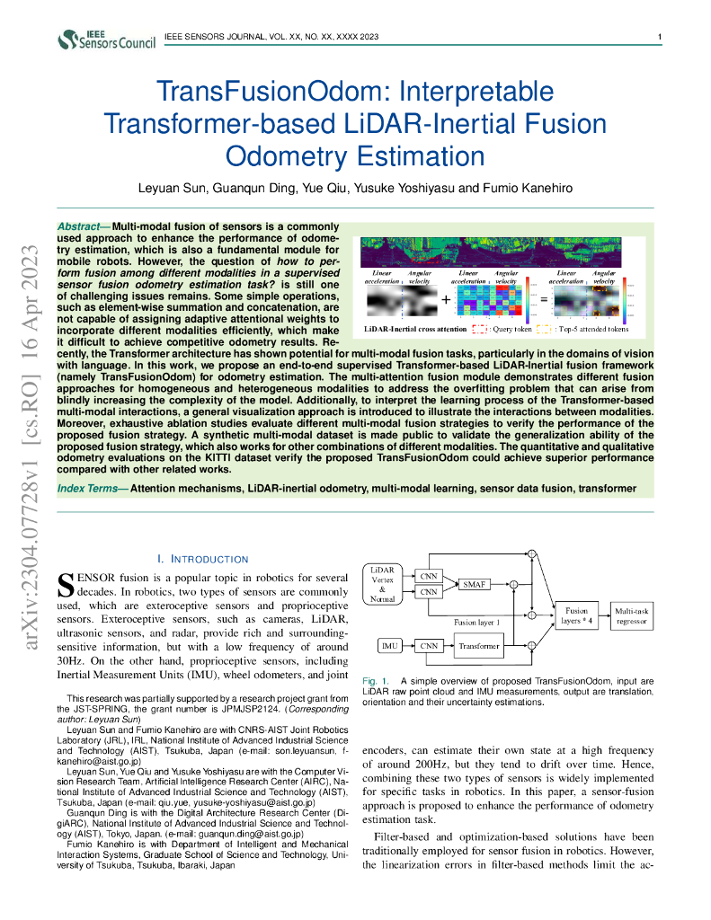 TransFusionOdom:基于 Transformer 的 LiDAR-惯导融合里程估计（英文版）