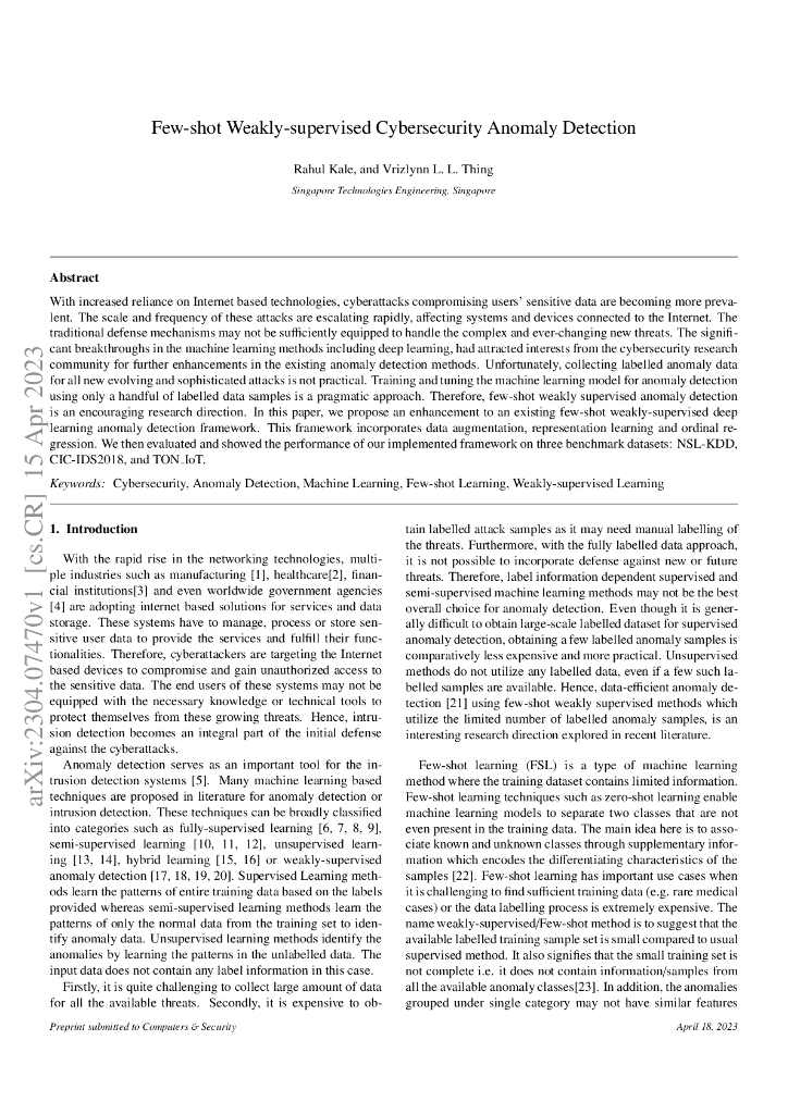 小样本弱监督网络安全异常检测（英文版）