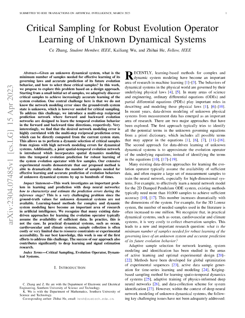 未知动力系统的鲁棒进化算子学习的关键抽样（英文版）