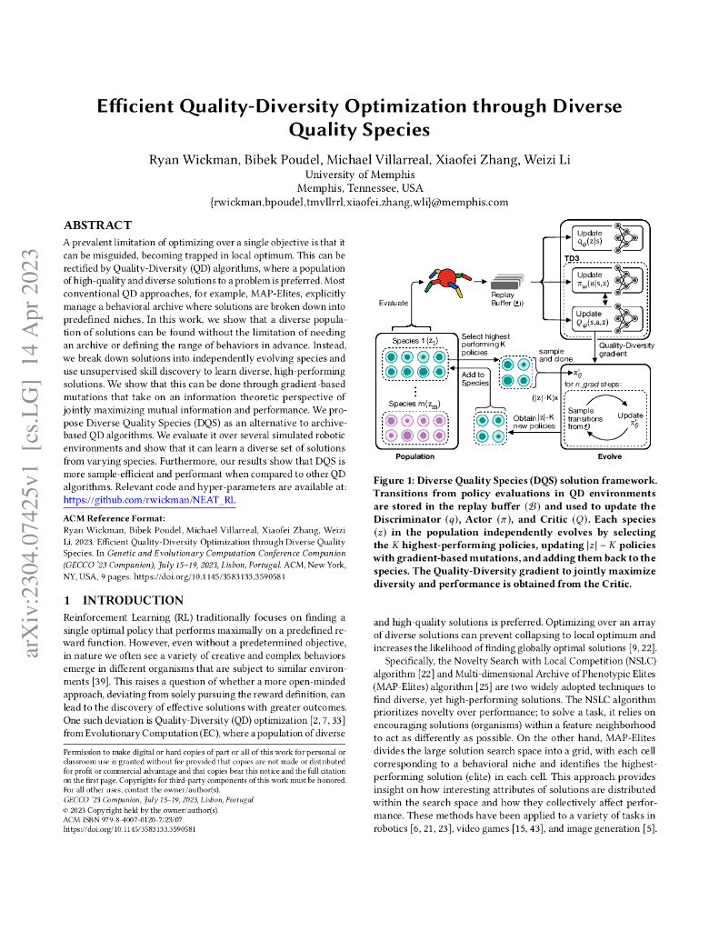 通过多样质量种群实现高效的质量多样性优化（英文版）