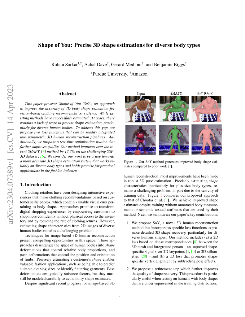 形状之道：针对不同体型精确三维形状估计（英文版）