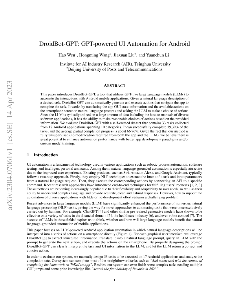 DroidBot-GPT:基于 GPT 的 Android UI 自动化（英文版）