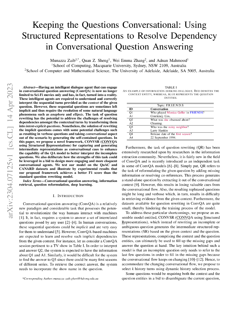 保持问题对话式：使用结构化表示解决对话问答中的依赖性（英文版）