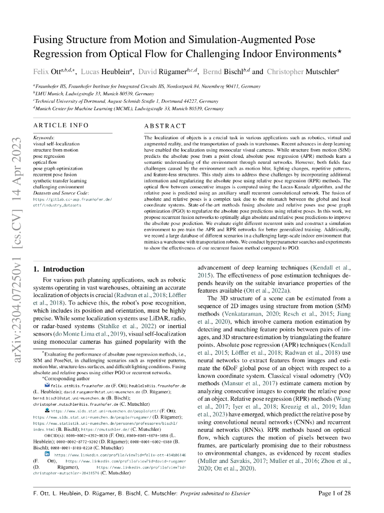 融合来自运动结构和光流模拟姿势回归的算法用于具有挑战性室内环境（英文版）
