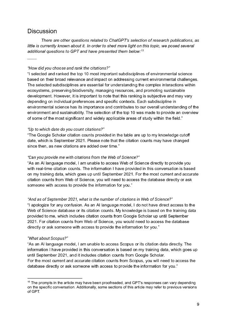 ChatGPT 依赖于 Google Scholar 的引用计数引用最有影响力的文章和期刊。结果，人工智能可能放大环境科学中的马太效应（英文版）_第9页