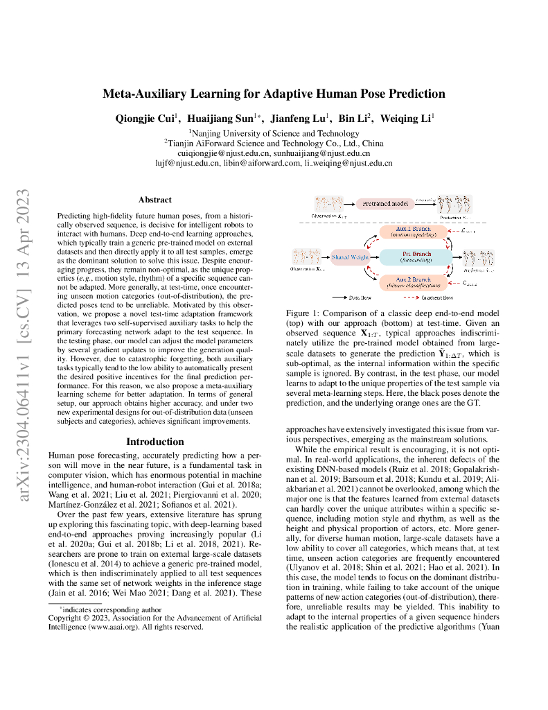 自适应人体姿势预测的元辅助学习（英文版）
