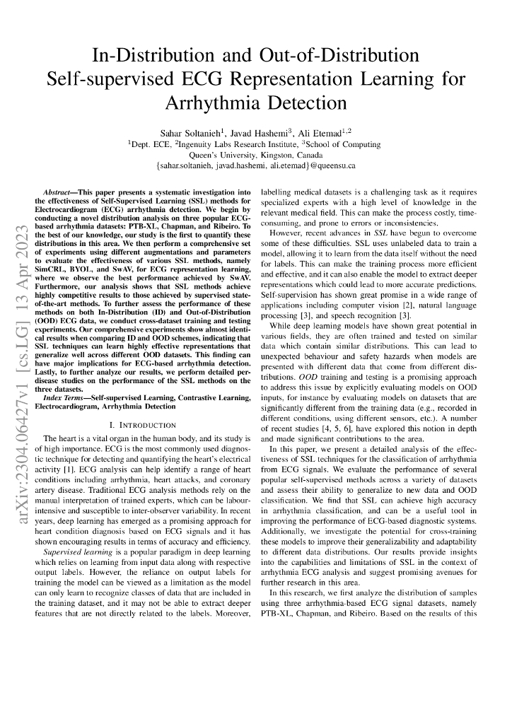 基于自监督学习的心电图内外分步表示学习在心律失常检测中的应用（英文版）