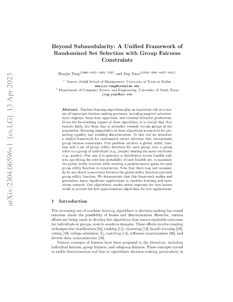 超越次模性：带团体公正约束的随机集合选取统一框架（英文版）