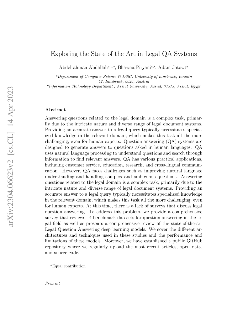 探索法律问答系统的最新技术（英文版）