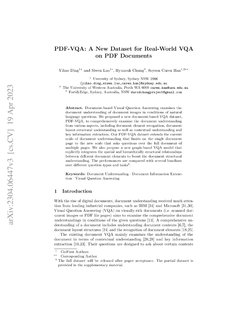 PDF-VQA：一个新的 PDF 文档实际应用 VQA 数据集（英文版）