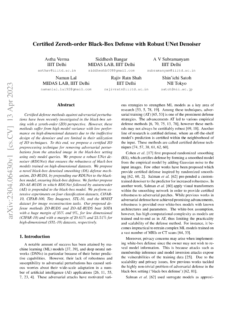 通过鲁棒的 UNet 降噪器进行证明的零阶黑盒防御（英文版）