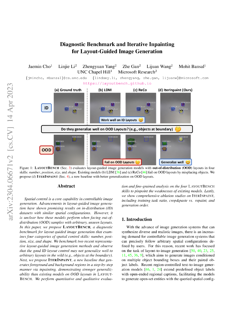 基于布局引导的图像生成的诊断基准和迭代修复（英文版）