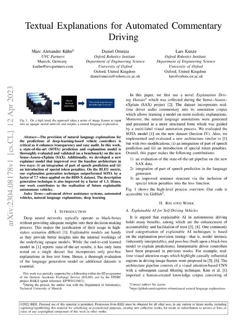 自动评论驾驶的文本解释（英文版）