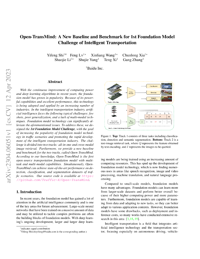 Open-TransMind：智能交通第一基础模型挑战赛的新基线和基准（英文版）