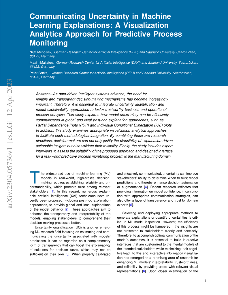 机器学习解释中的不确定性传达：用可视化分析方法进行预测过程监控（英文版）