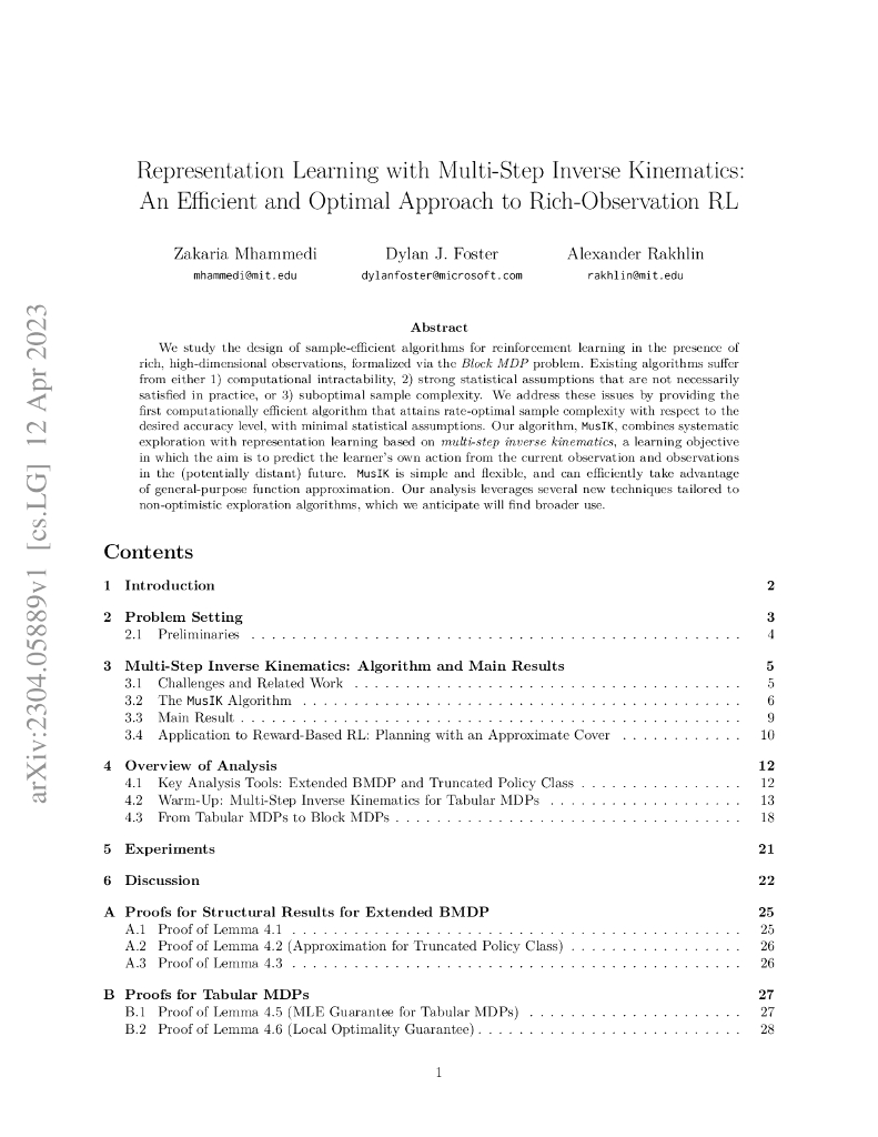 使用多步逆运动学的表示学习：一种高效和优化的方法用于丰富观测的强化学习（英文版）