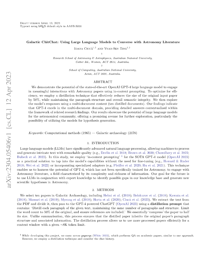星际闲聊：使用大型语言模型与天文文献交流（英文版）