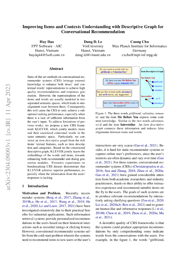 使用描述性图来提高对话推荐中的物品和情境理解（英文版）