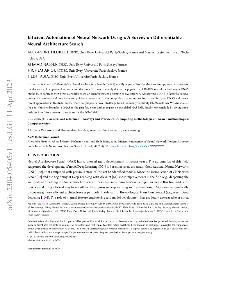 神经网络设计的高效自动化：可微分神经架构搜索综述（英文版）
