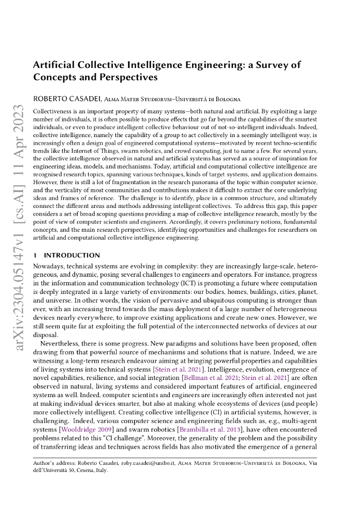 人工智能集体智能工程：概念和视角调查（英文版）