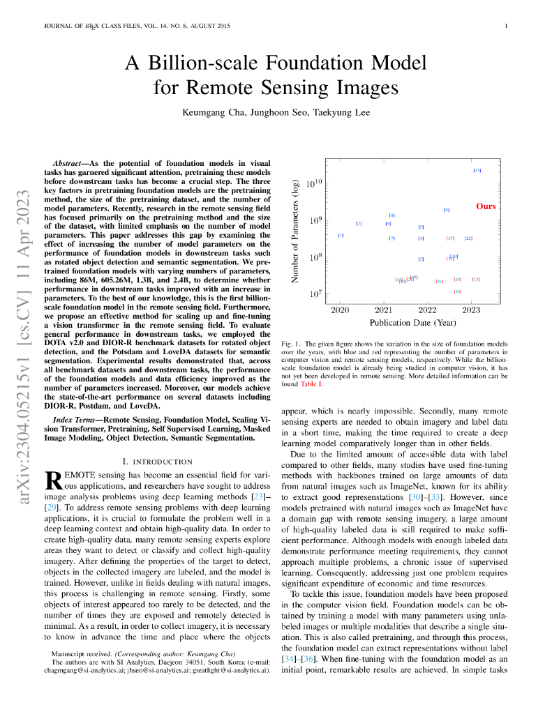 遥感图像亿级基础模型（英文版）