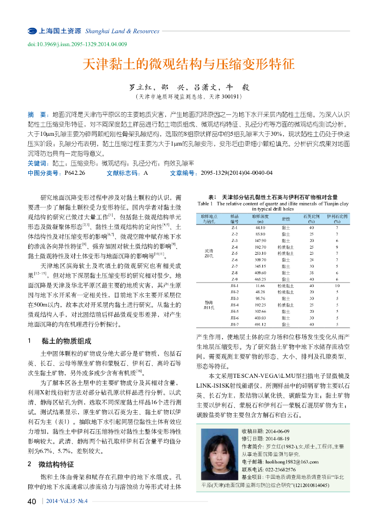 天津黏土的微观结构与压缩变形特征