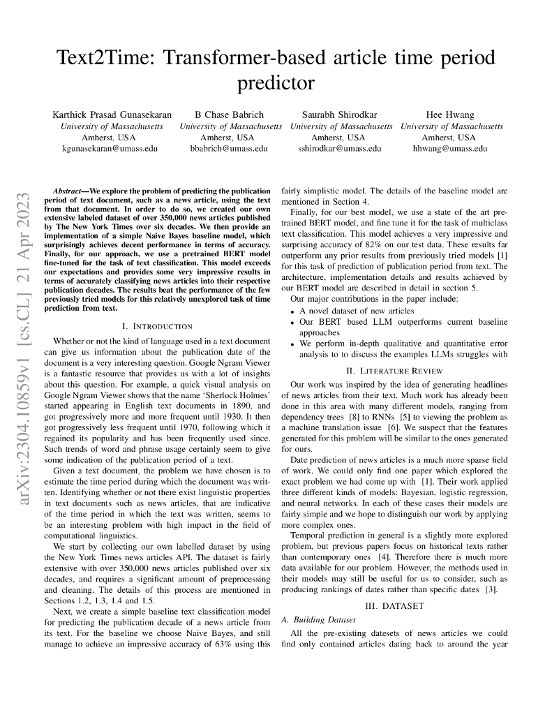 基于 Transformer 的文章时段预测模型（英文版）