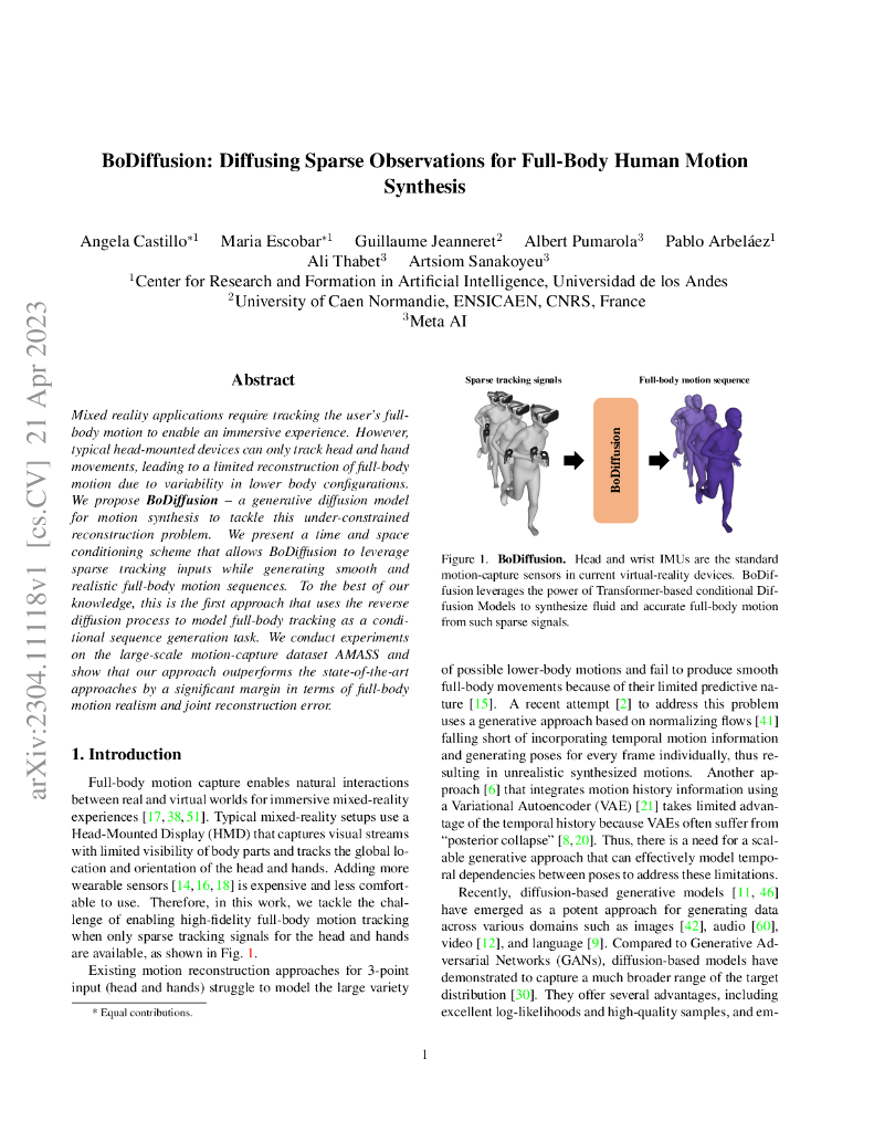 BoDiffusion：用于全身人体运动合成的稀疏观测扩散（英文版）