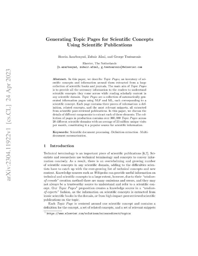 使用科学出版物生成科学概念的主题页面（英文版）