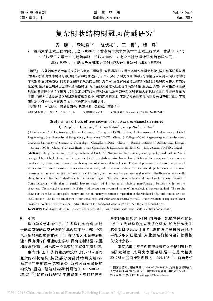 复杂树状结构树冠风荷载研究