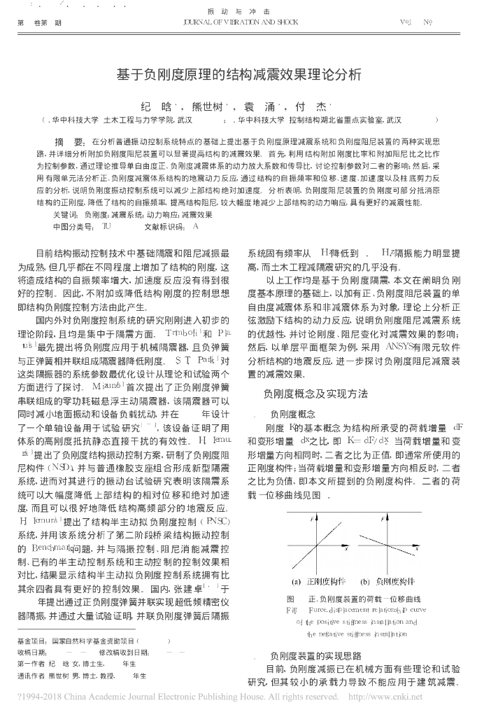 基于负刚度原理的结构减震效果理论分析