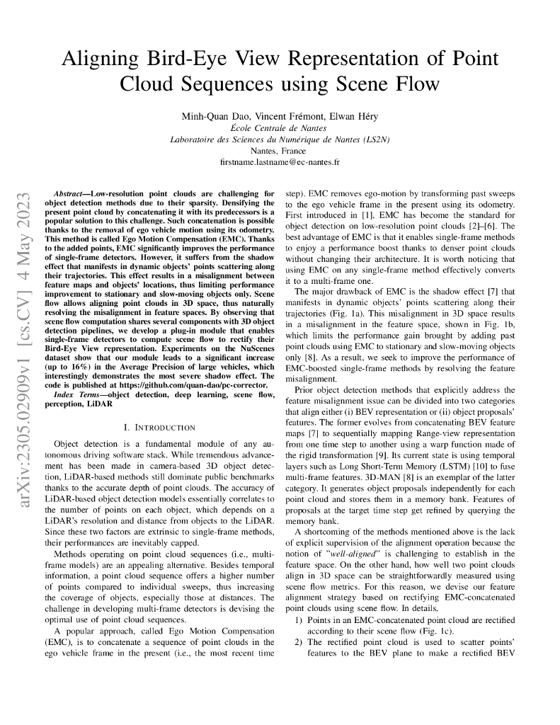 使用场景流对点云序列的鸟瞰视图表示进行对齐（英文版）