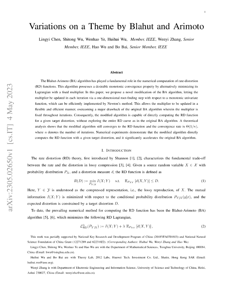 Blahut 和 Arimoto 主题的变体（英文版）