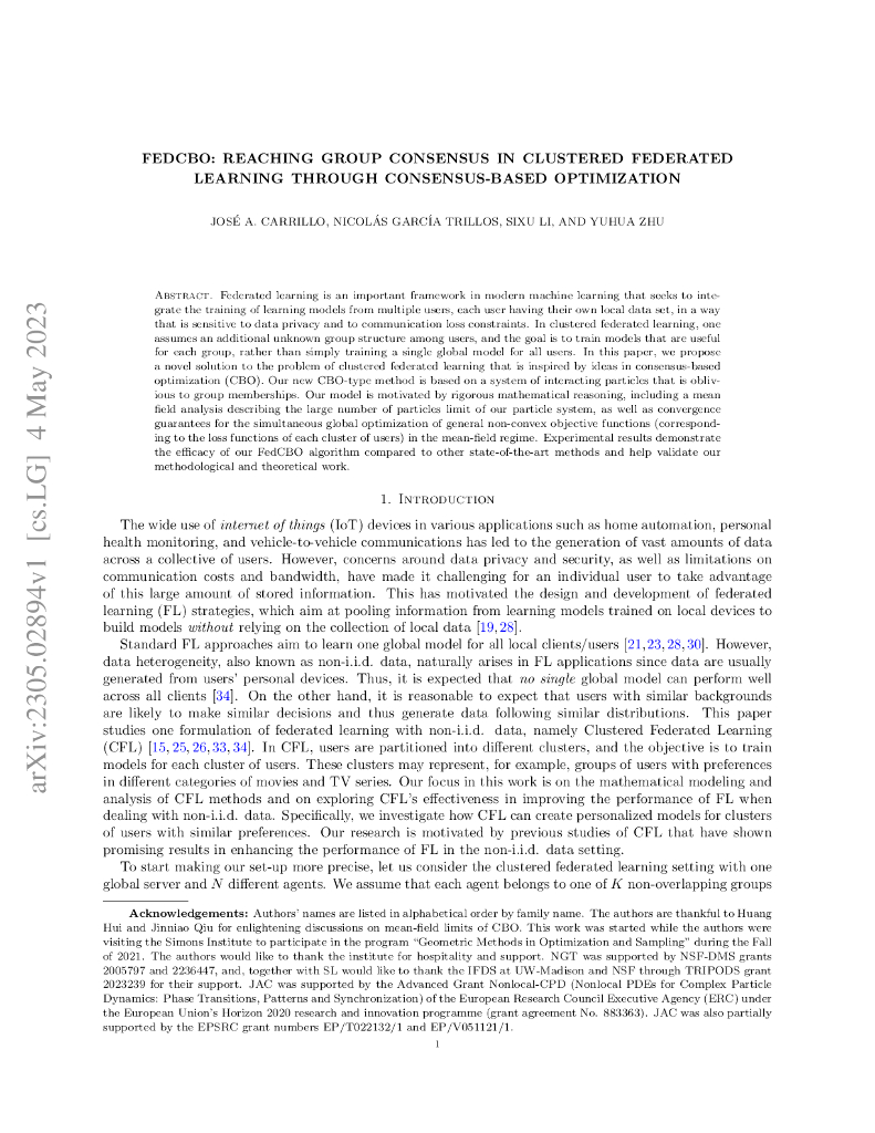 基于一致性优化的集群联邦学习中的群体共识达成机制（英文版）