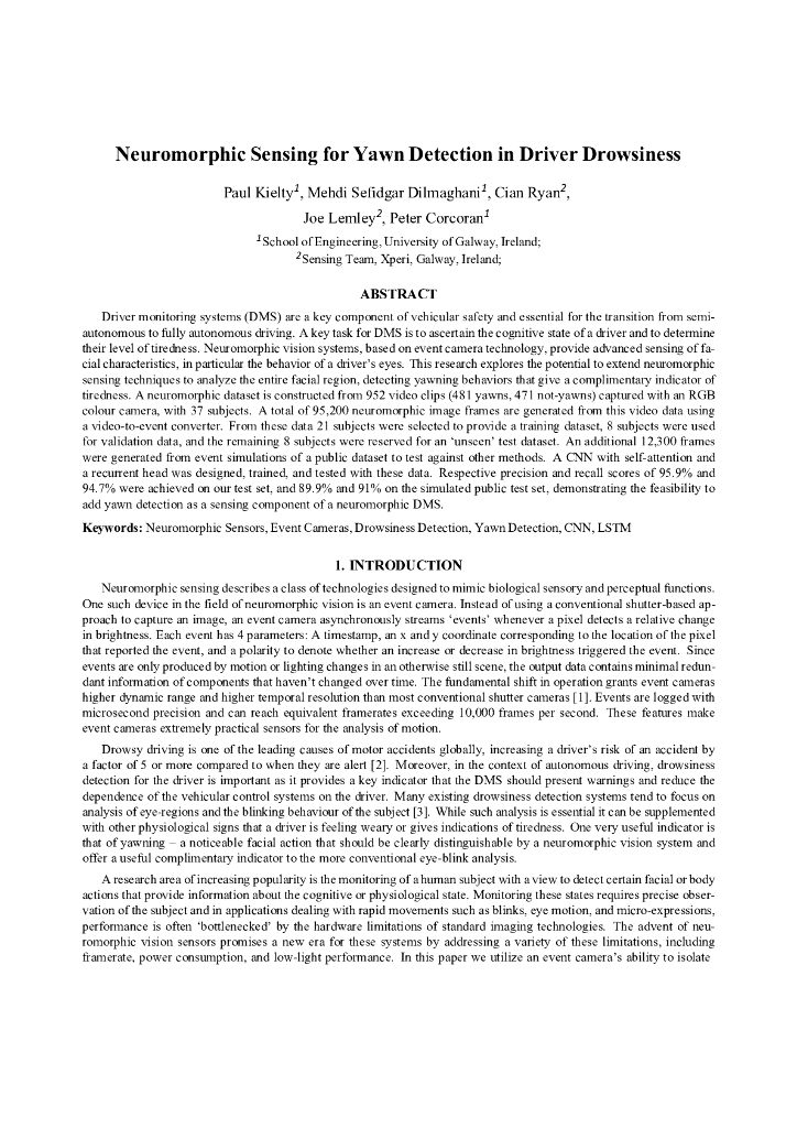 神经形态感知：用于司机疲劳打哈欠检测的技术（英文版）