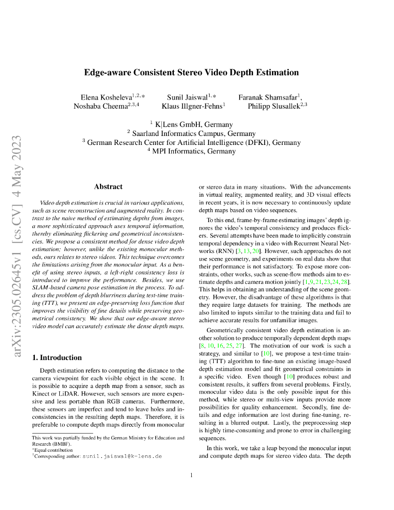 边缘感知一致性立体视频深度估计（英文版）