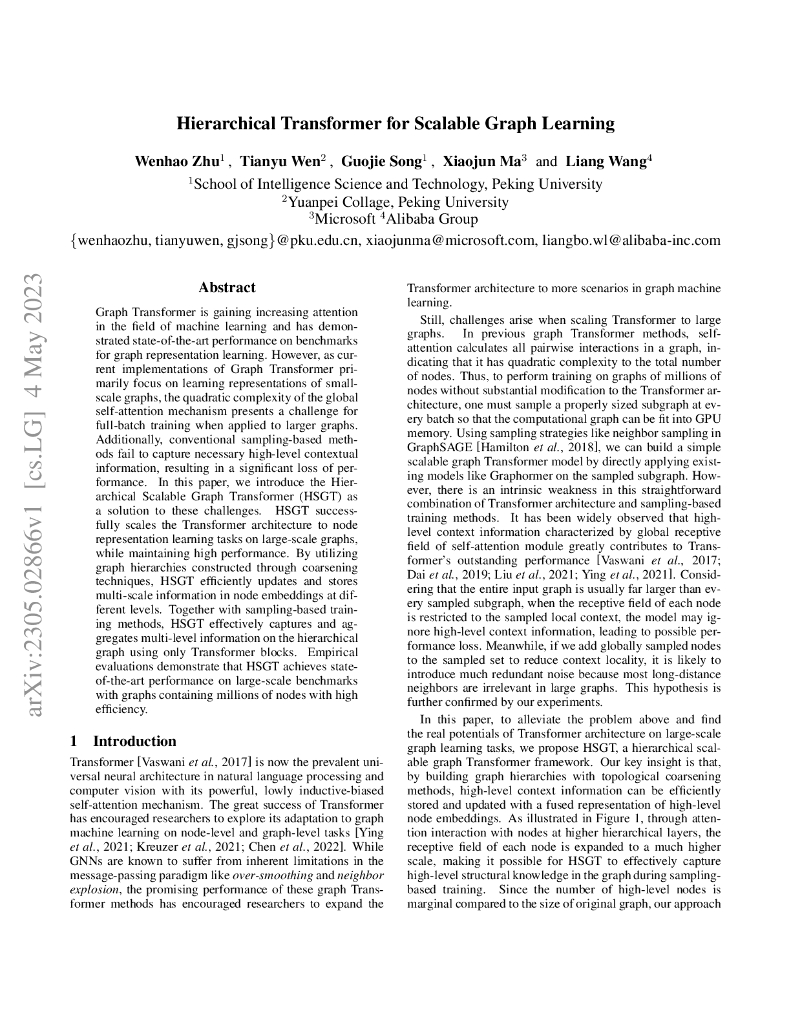 可扩展图学习的分层 Transformer（英文版）