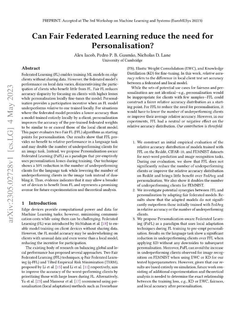 公平联邦学习能否降低个性化需求？（英文版）