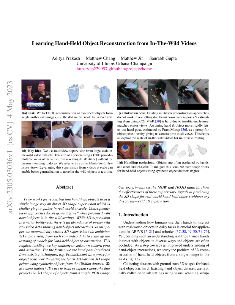 从野外视频中学习手持物体重建（英文版）