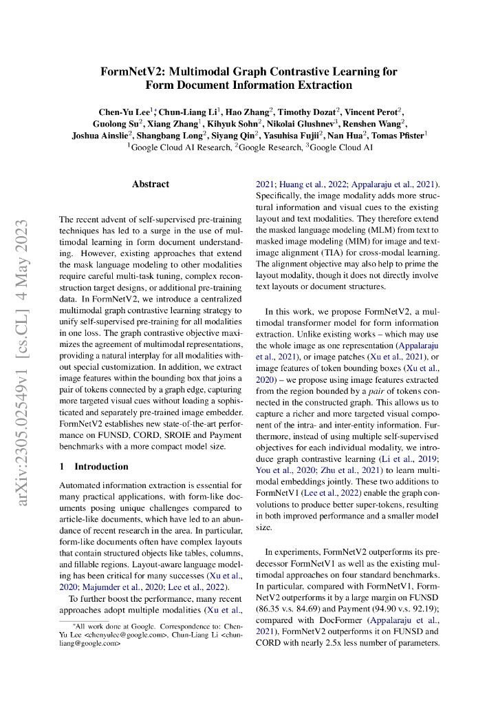 FormNetV2：面向表单文件信息提取的多模态图形对比学习（英文版）