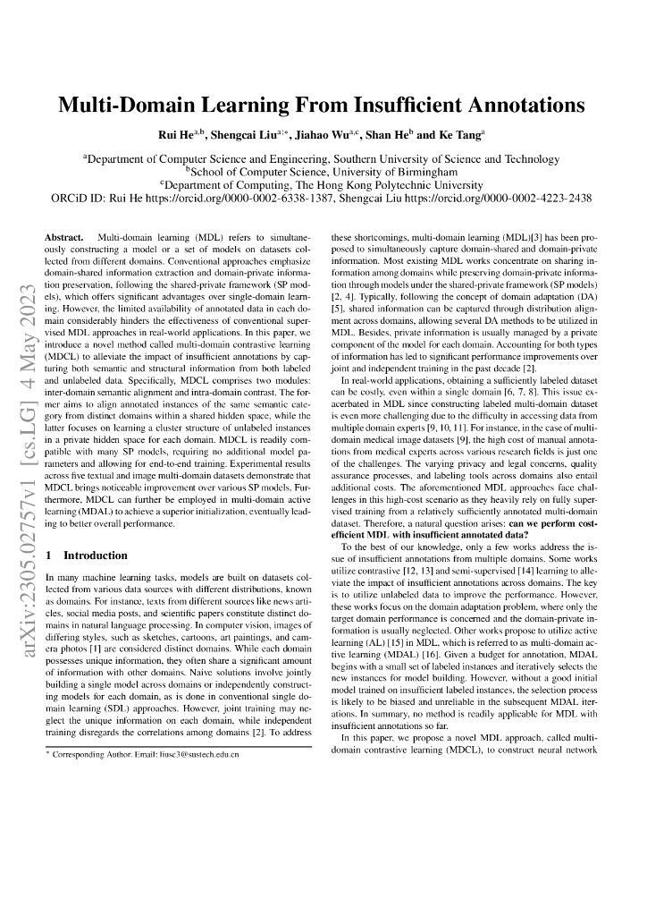 不充足注释下的多域学习（英文版）