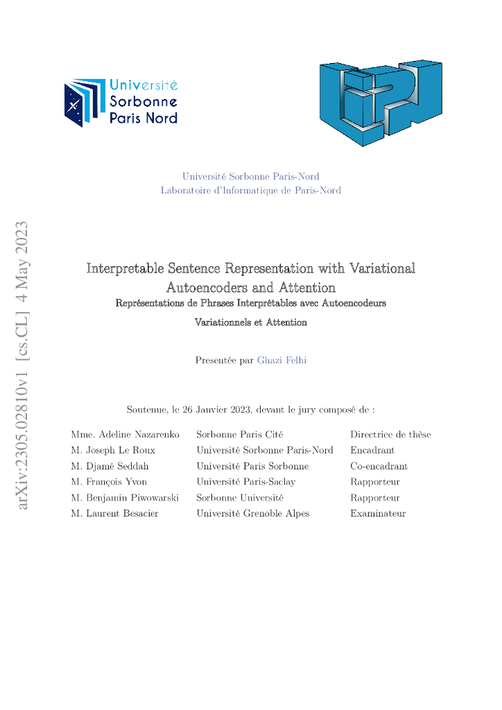 可解释的句子表示：变分自编码器和注意力机制（英文版）