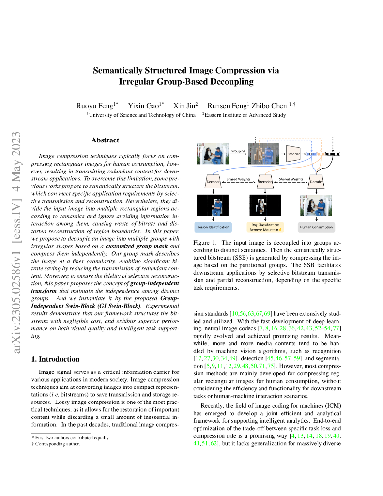 基于不规则分组解耦的语义结构图像压缩（英文版）