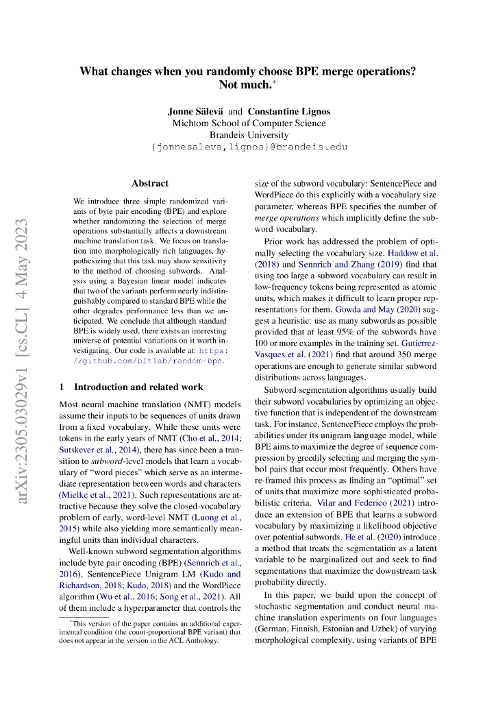 随机选择 BPE 合并操作时有哪些变化？不多（英文版）