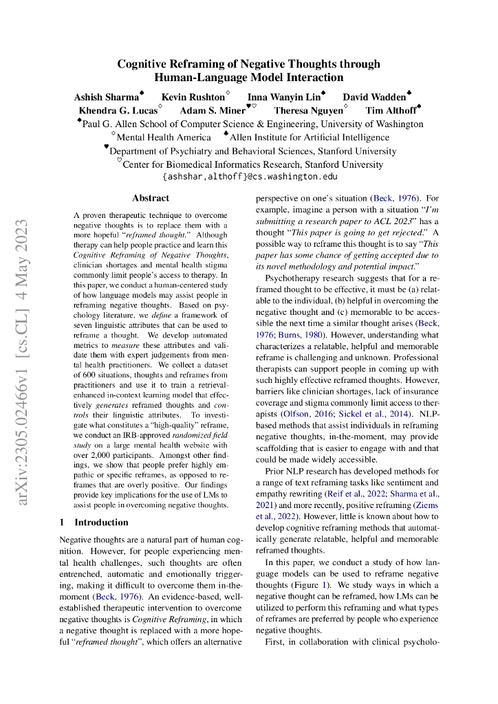 通过人机语言模型交互对负面思维进行认知重构（英文版）